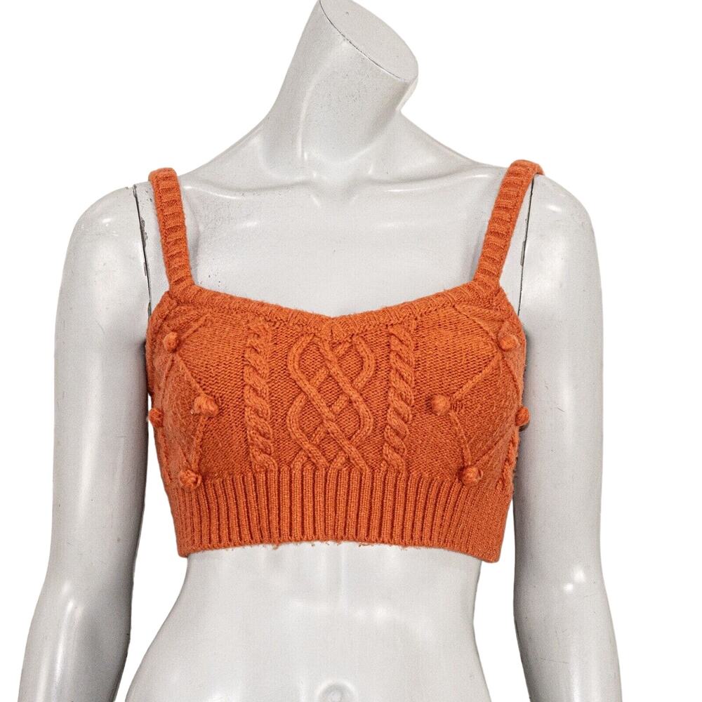 For Love and Lemons size XS Florentina knit Crop sweater tank in brown/orange - Picture 7 of 9